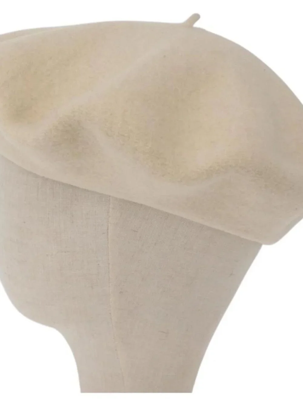 CHANEL Hat Wool Ivory CC Auth 176523A